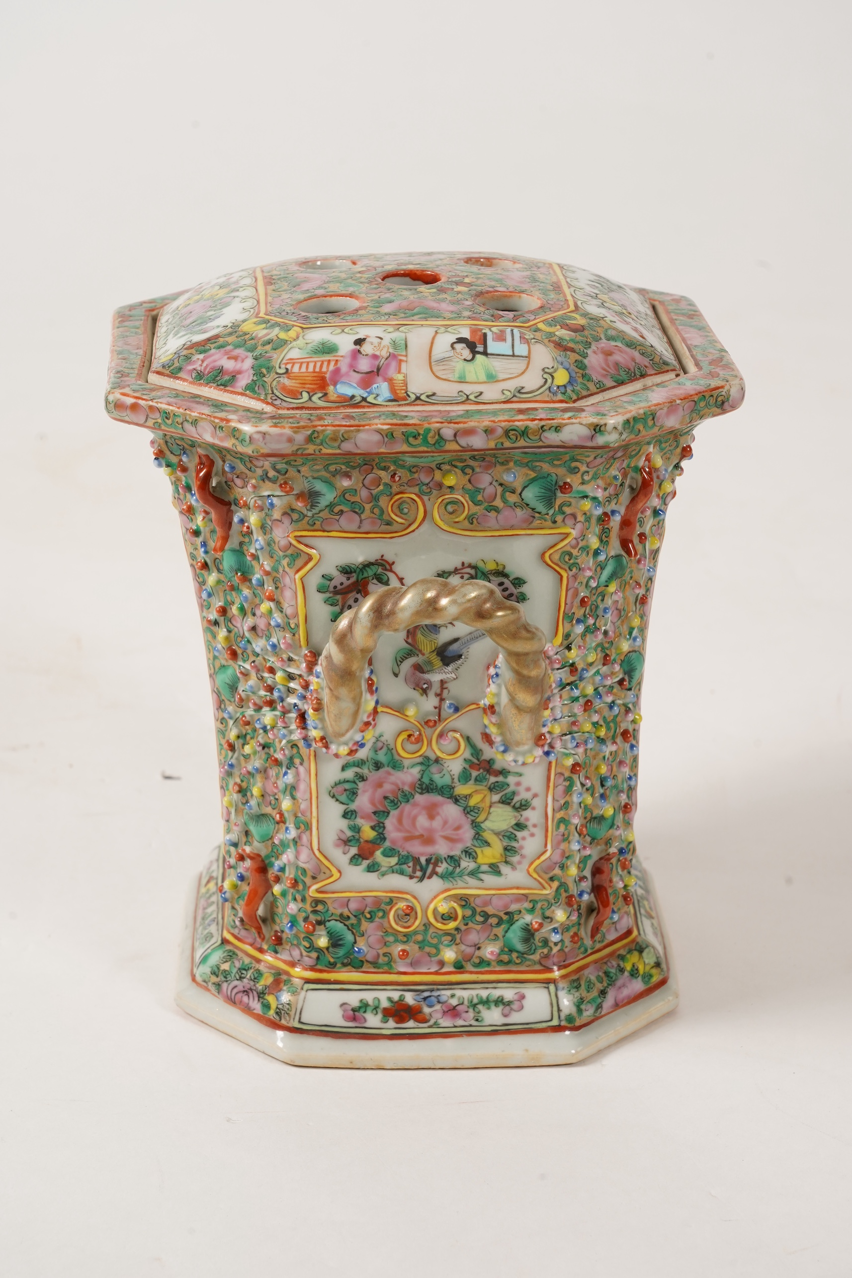 A Chinese famille rose bough pot and cover, Daoguang period (1821-50)